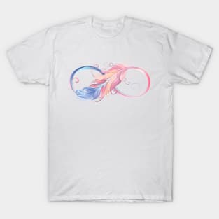 Infinity Symbol with Pink Feather T-Shirt